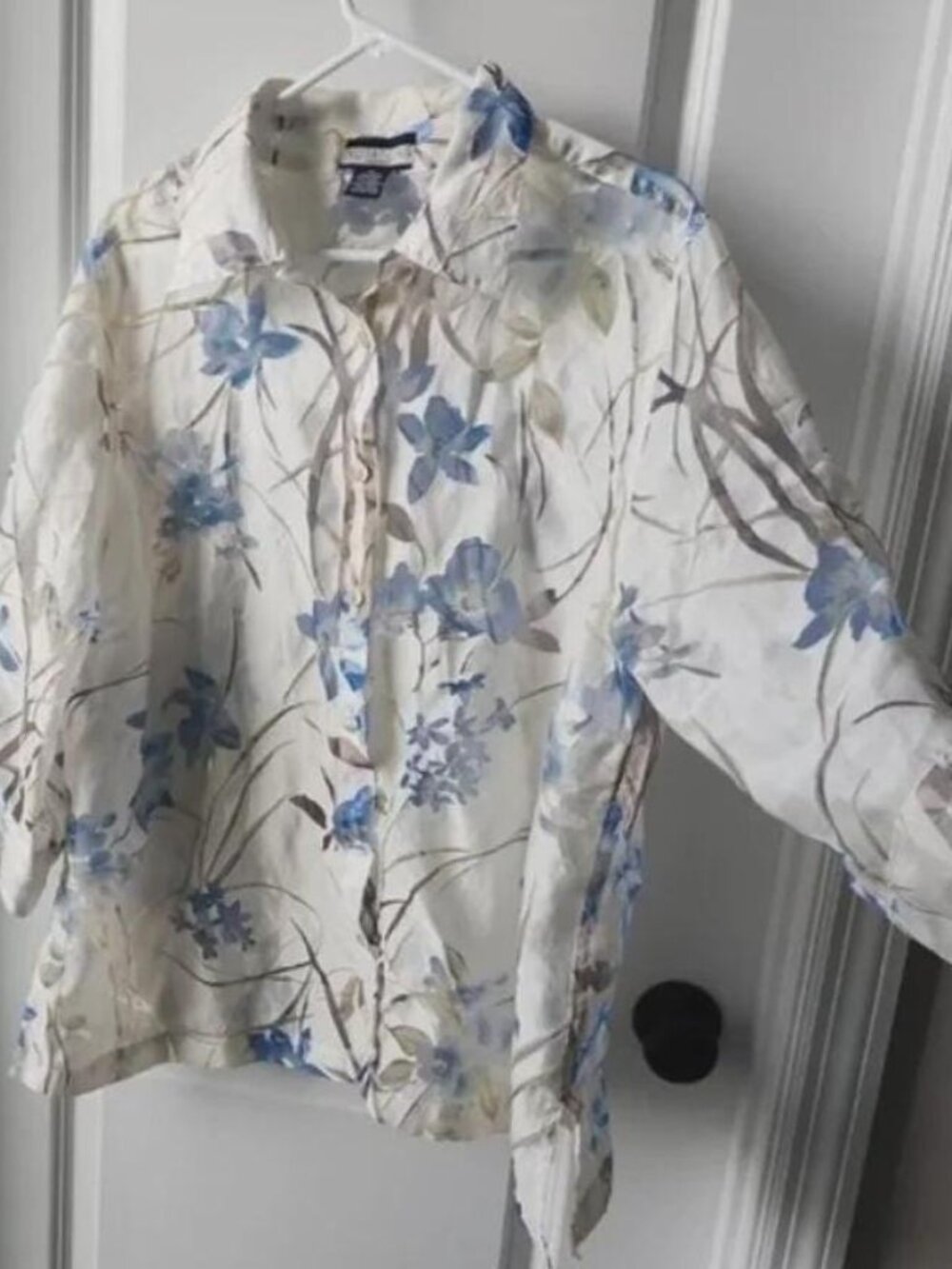 Vintage Notations Collection Blue Floral Blouse 2X